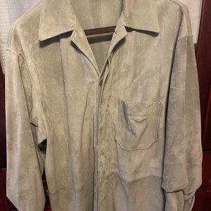 zegna leather suede sport shirt